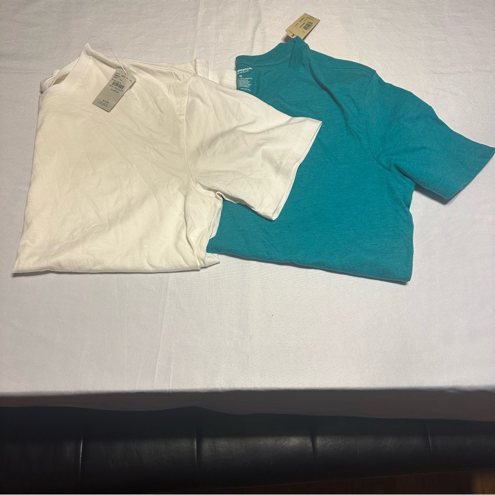 White and Teal T-Shirts one is BKE and other is Arizona
